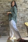 Lin & Lace Linen Blend Hoodie Washed Moss