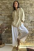 Lin & Lace Linen Blend Hoodie Washed Sandstone