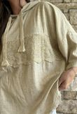 Lin & Lace Linen Blend Hoodie Washed Sandstone