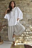 Lin & Lace Linen Blend Hoodie White