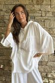 Lin & Lace Linen Blend Hoodie White