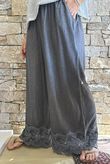 Lin & Lace Linen Blend Wide Leg Pants Washed Charcoal