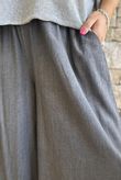 Lin & Lace Linen Blend Wide Leg Pants Washed Charcoal