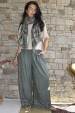 Lin & Lace Linen Blend Wide Leg Pants Washed Moss