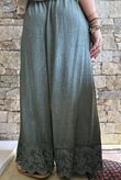 Lin & Lace Linen Blend Wide Leg Pants Washed Moss