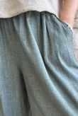 Lin & Lace Linen Blend Wide Leg Pants Washed Moss