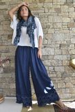 Lin & Lace Linen Blend Wide Leg Pants Washed Navy