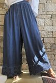 Lin & Lace Linen Blend Wide Leg Pants Washed Navy