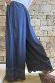 Lin & Lace Linen Blend Wide Leg Pants Washed Navy