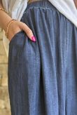 Lin & Lace Linen Blend Wide Leg Pants Washed Navy