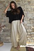 Lin & Lace Linen Blend Wide Leg Pants Washed Sandstone