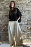 Lin & Lace Linen Blend Wide Leg Pants Washed Sandstone