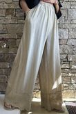 Lin & Lace Linen Blend Wide Leg Pants Washed Sandstone
