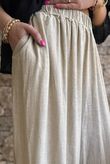 Lin & Lace Linen Blend Wide Leg Pants Washed Sandstone