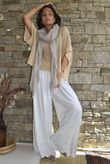 Lin & Lace Linen Blend Wide Leg Pants White