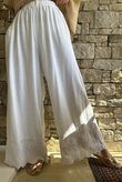 Lin & Lace Linen Blend Wide Leg Pants White