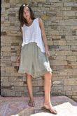 Lina Linen Blend Frill Short Washed Khaki