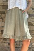 Lina Linen Blend Frill Short Washed Khaki