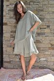 Lina Linen Blend Frill Short Washed Khaki