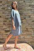 Lina Linen Blend Smock Top Washed Denim