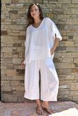 Lina Linen Blend Smock Top White