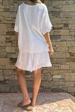 Lina Linen Blend Smock Top White