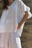 Lina Linen Blend Smock Top White