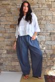 Lindin Linen Blend Button Barrel Pant Washed Navy