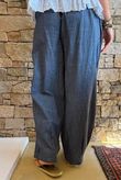 Lindin Linen Blend Button Barrel Pant Washed Navy