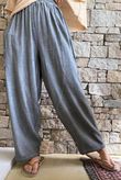 Lindin Linen Blend Crochet Flower Barrel Pant Washed Charcoal