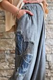 Lindin Linen Blend Crochet Flower Barrel Pant Washed Charcoal