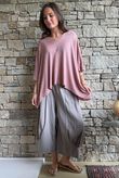 Linen Blend Slub Drape Knit Deep Rose