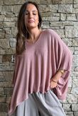 Linen Blend Slub Drape Knit Deep Rose