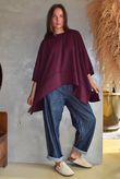 Lock Panel Dip Side Sweatshirt Aubergine