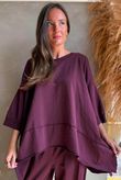 Lock Panel Dip Side Sweatshirt Aubergine
