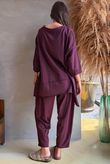 Lock Panel Dip Side Sweatshirt Aubergine