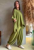 Lock Panel Dip Side Sweatshirt Olive