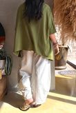 Lock Raw Seam Dip Side Short Sleeve Top Olive