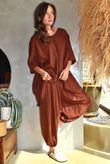 Lock Raw Seam Dip Side Short Sleeve Top Rust