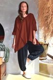 Lock Raw Seam Dip Side Short Sleeve Top Rust