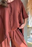 Lock Raw Seam Dip Side Short Sleeve Top Rust