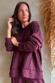 Lock Raw Seam Sweatshirt Aubergine