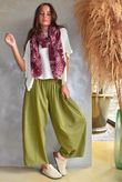Lock Shirring Barrel Pant Olive