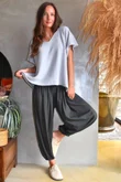 Lock Shirring Pleat Cuff Pant Charcoal