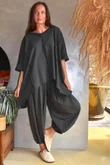 Lock Shirring Pleat Cuff Pant Charcoal