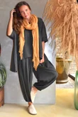 Lock Shirring Pleat Cuff Pant Charcoal