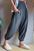 Lock Shirring Pleat Cuff Pant Charcoal
