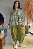 Lock Shirring Pleat Cuff Pant Olive