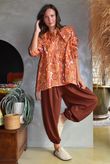 Lock Shirring Pleat Cuff Pant Rust