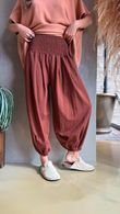 Lock Shirring Pleat Cuff Pant Rust